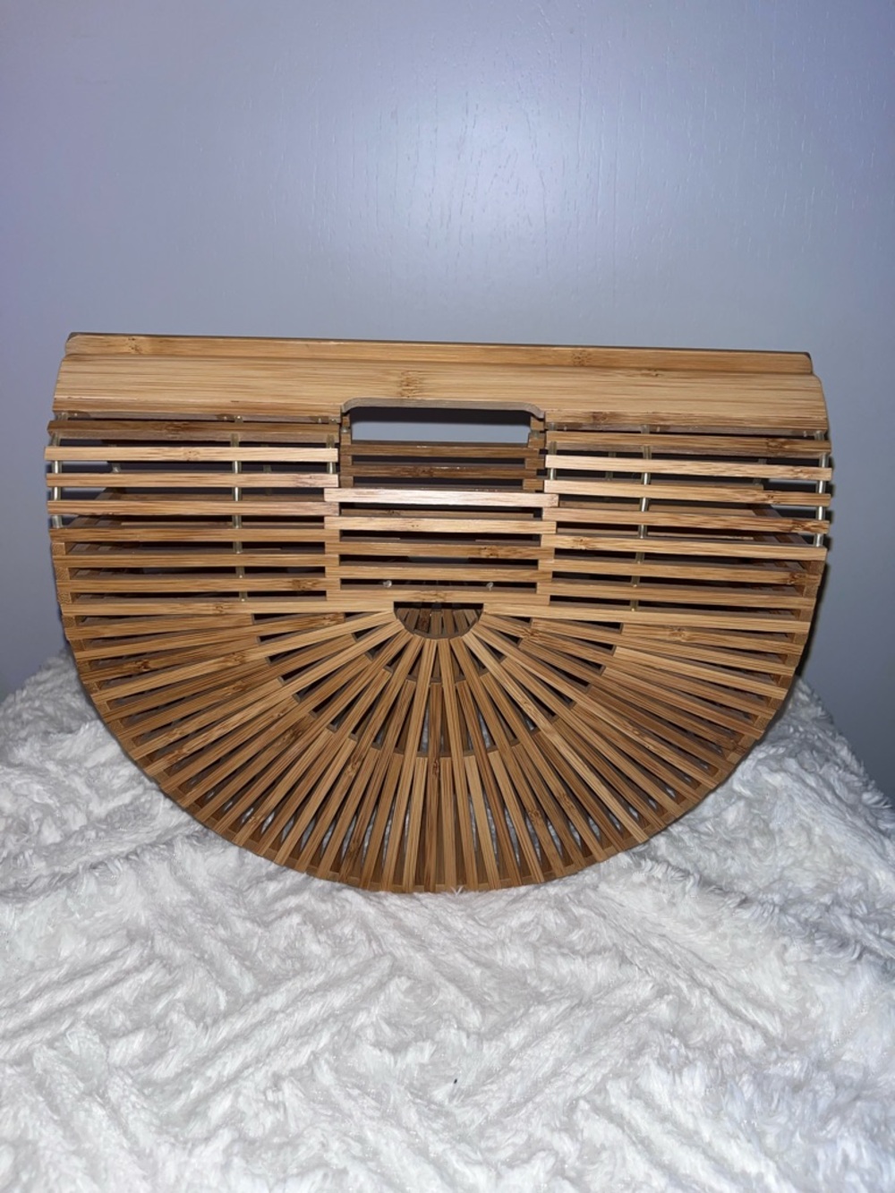 Semi-Circle Bamboo Arc Handbag - Natural Tan